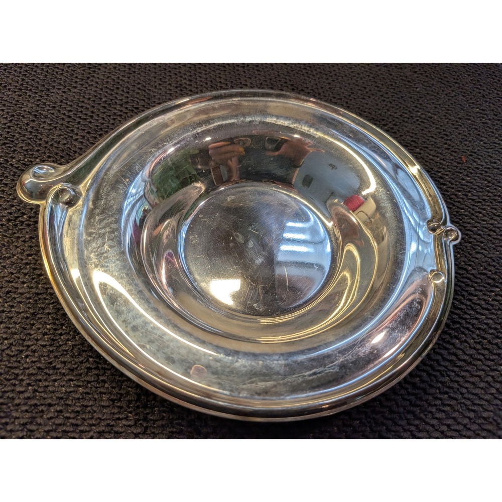 Vintage Silver Plated Porringer Wine Coaster Art Nouveau Scalloped Catch-All